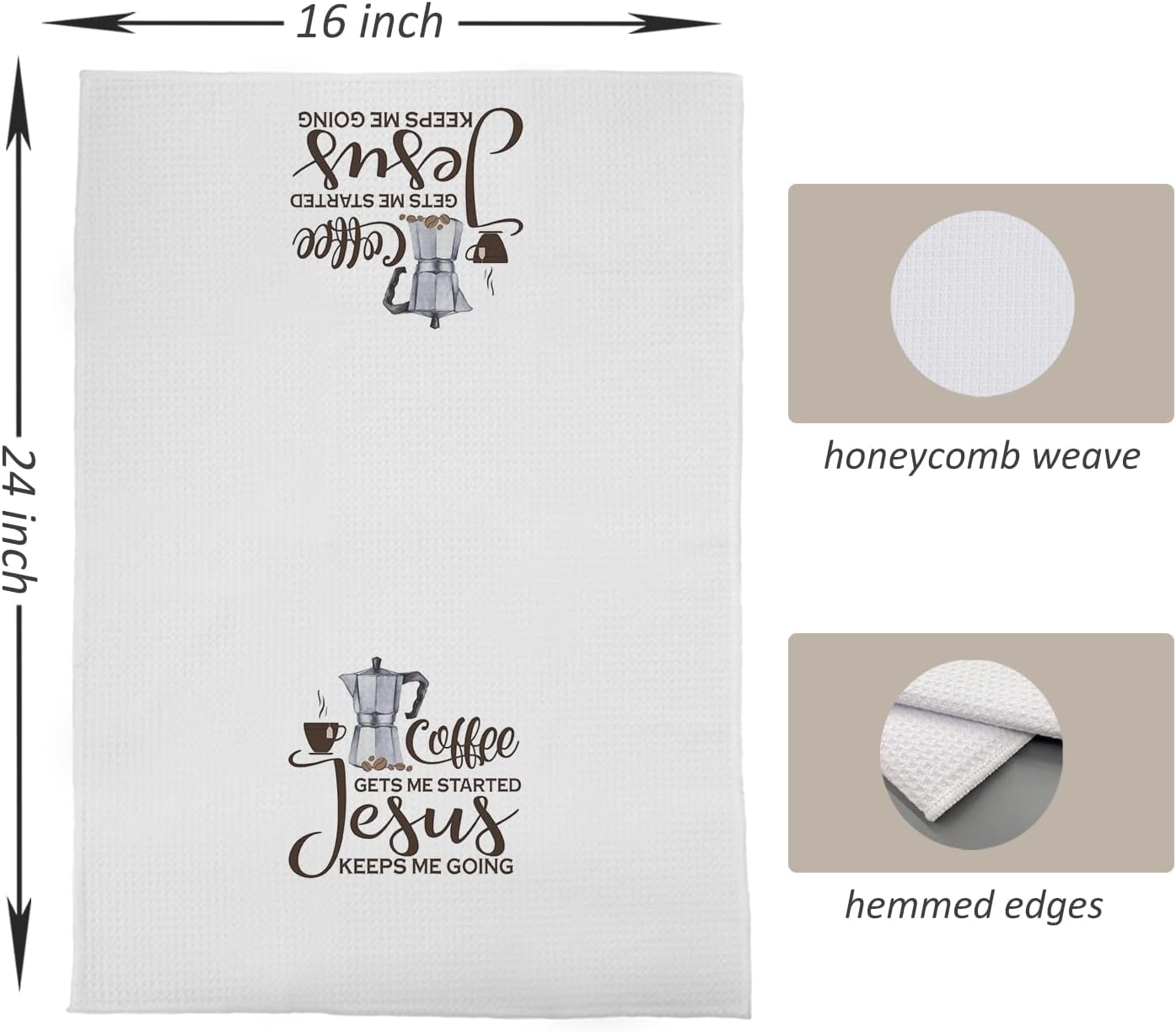 Christian Coffee Kitchen Towels, Decor, Bar Gifts, Dish Towels, 16x24 Inches Set of 2