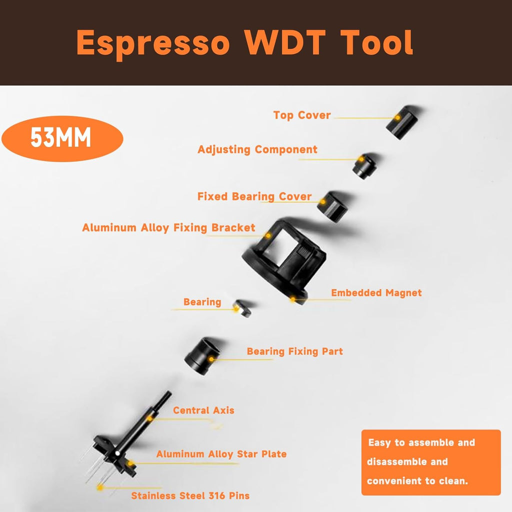 54mm WDT Tool ，Espresso Stirrer Distribution Tool,Compatible with Breville Portafilter 54mm,Adjustable Height,with Magnetic Suction