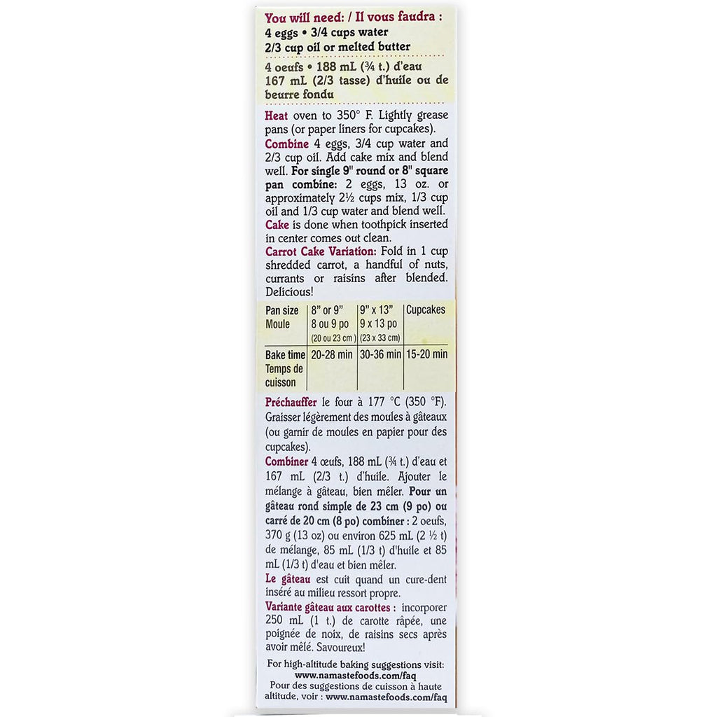 NAMASTE FOODS MIX CAKE SPICE WFGFDF 26OZ