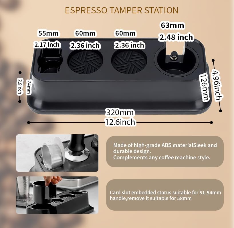7 Pack Espresso Tamper Station&Coffee Distributor Tamper&Espresso WDT Stirrer&Coffee Tamping&Brush&Coffee Dosing Funnel&Espresso Puck Screen, Espresso Accessories for Bar Home Office (58 mm)