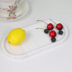 Natural Marble Tray, Oval Vanity Decorative Tray for Bathroom Counter, Countertop Stone Organizer, Catchall Tray for Kitchen, Perfume, Candles, Jewelry Dish Decorative Tray