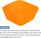 uxcell 36Pcs Silicone Cupcake Baking Cups, Silicone Muffins Liners Non-Stick Square Baking Cups, for Cooking Eggs Baking Muffins and Make a Cake(Orange)