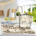 Brown Coffee Dish Drying Mat - 18 x 24 Inch, High Absorbent Reversible Microfiber Coffee Bean Dish Rack Pad