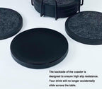 Absorbent Coasters for Drinks with Holder - 6packs, Silicone Coaster with Soft Felt Insert (4.3 inch Coasters with 4.5 inch Holder, Black and White)