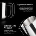 watchget Milk Frothing Pitcher 500ml/17oz Stainless Steel Espresso Steaming Pitcher Milk Coffee Cappuccino Latte Art Barista Steam Pitcher Milk Frothing Jug