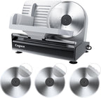 Powerful Deli Meat Slicer Machine, 200W Electric Food Slicer with 3 Types of 7.5" Stainless Steel Blades, Adjustable Thickness 0–15mm, for Meat, Cheese, Bread, Vegetables, Home Use