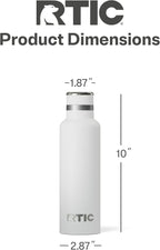 RTIC 20oz Journey Bottle Metal Stainless Steel Vacuum Insulated, BPA Free, Reusable, for Water, Hot and Cold Drinks, Travel, Sports, Camping, White