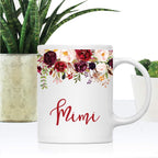 Andaz Press 11oz. Mother's Day Ceramic Coffee Tea Mug Gift, Fall Autumn Marsala Burgundy Flowers Roses Florals, Mimi, 1-Pack, Includes Gift Box, Birthday Christmas Gift Ideas