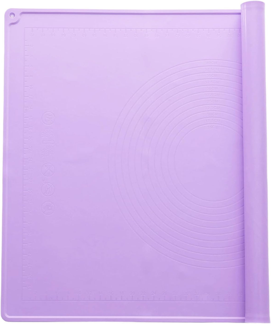 uxcell Silicone Pastry Mat, 31.5" x 23.6" Silicone Baking Mat with Measurements, Non-Stick Dough Rolling Mat for Making Pastry Cookies Bread Pizza Purple