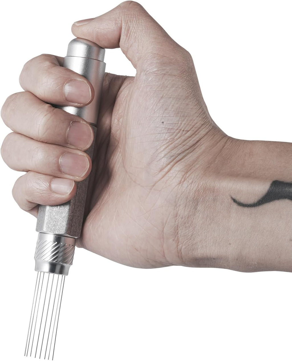 MHW-3BOMBER Retractable WDT Tool Espresso Distribution Tool with Magnetic Store, Adjustable Range Coffee Stirrer Tool for Barista, 0.4mm 8 Stainless Steel Needles with 8 Extra, Silver, T6189S-OS