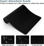 Rnivvi Coffee Mat, 16" x 24" Coffee Bar Mats for Espresso Machine Station Accessories and Organizer, Hide Stain Rubber Backed Absorbent Dish Drying Pad for Kitchen Counter, Cute Bar Decor Pad, Black