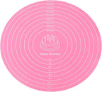 Silicone Baking Mat Cake Mat Silicone Cake Mat Silicone Baking Mat with Measurements for CakeTurntable Stand Non-Stick Heat Resistant Pastry Baking Sheet -Pink