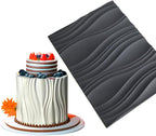 mostsom Silicone Fondant Mold Wave Pattern Embossing Mat for Cake Decorating DIY Clay, Jewelry, Pastry, Candy Making - Non-Stick Flexible Border Design (A_ Wave)