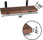 CONSDAN Floating Shelves for Wall Mounted Book Shelf Hanging Shelves Floating Bookshelf for Bedroom, Bathroom, Living Room, Kitchen USA Grown Solid Hardwood, Dark Maple 24x7.5x1.5 in (Set of 2)