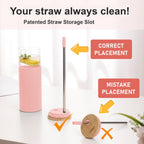 Glass Tumbler w/Lids & Straw: 24 oz Reusable Glass Cup w/Bamboo Lid, Stainless Steel Straws, BPA-Free, Leak-Proof, Dishwasher Safe for Coffee/Smoothies/Hot Beverage, Travel/Office/Home Use, 1-Pk