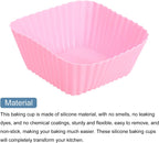 uxcell 36Pcs Silicone Cupcake Baking Cups, Silicone Muffins Liners Non-Stick Square Baking Cups, for Cooking Eggs Baking Muffins and Make a Cake(Pink)