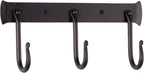 RTZEN Wall Mount Hook Set - Wrought Iron Decorative Rustic Metal Coat Hooks for Hanging - Handcrafted Classic Farmhouse Wall Mounted Black Hooks for Towel Robe or Hat Hanging - 3 Hook Rack