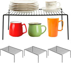 Redrubbit 4 Pack Large (15.7 x 9. 4 Inch) Cabinet Storage Shelf Rack, Rustproof Kitchen Counter and Cabinet Shelf, Storage Rack Organizer for Kitchen, Fridge, Cabinet, Bathroom, Black