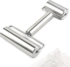 Pastry Pizza Roller, Smooth Non Stick Stainless Steel Rolling Pin Time-Saver Pizza Dough Roller for Home Kitchen Baking Cooking, H Shape Rolling Pins