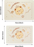 QELEG Non-Stick Silicone Baking Mat, 28'' X 20" Non Slip Pastry Mats Reusable Silicone Rolling Out Dough Mat with Measuremen and Edge Heightening Beige