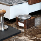 watchget Espresso Paper Filter Holder Coffee Filter Storage Container Coffee Filter Dispenser Compatible with 51mm/53mm/54mm/58mm Round Disposable Puck Screen Paper Filters, Wood