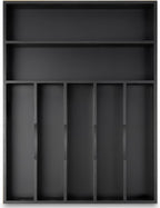 Silverware Organizer Kitchen Drawer Organizer Utensil Organizer Bamboo Silverware Holder Cutlery Organizer in Drawer Flatware Organizer Tray(7 slots, Black