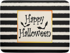 Happy Halloween Bats Dish Drying Mat for Kitchen Counter,Black and White Stripe Drying Mat 18 x 24 Inch with High Absorbent Microfiber Dish Drying Pad Dish Rack Pad Drainer Mat for Coffee Bar
