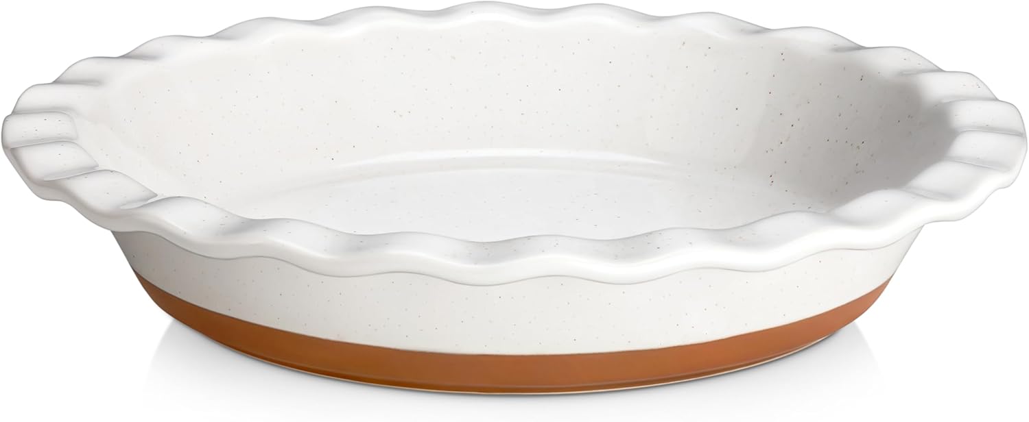 MALACASA Ceramic Pie Pan for Baking - 9 Inch Quiche Baking Dish Nonstick Pie Plate, Deep Dish Scratch-Resistant Pie Pan for Apple Pie Pot Pie, Series TARA