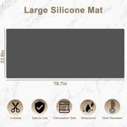 78.7"x23.6"(200cmx60cm) Large Silicone Mats for Countertop, Heat Resistant Mat, Waterproof Nonslip Silicone Kitchen Counter Mat, Nonstick Table Placemat, Multipurpose Mat, Light Gray