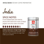 illy Whole Bean Coffee, Arabica Selections, India, Single Origin, 100% Arabica, All-Natural, No Preservatives, 250g (Pack of 1)