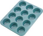 CHEFMADE Muffin Pan, 12 Cups Non-Stick Cupcake Baking Pan Heavy Duty Carbon Steel Pan Muffin Tins Standard Baking Mold for Cakes（Green）