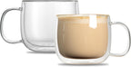 Restaurantware-Forma Professional 16.9 Ounce Double Wall Coffee Mugs, 12 Insulated Coffee Mugs With Handle - Dishwashable, Reusable, Clear Glass Beverage Cups, Freezable, For Hot Or Cold Beverages