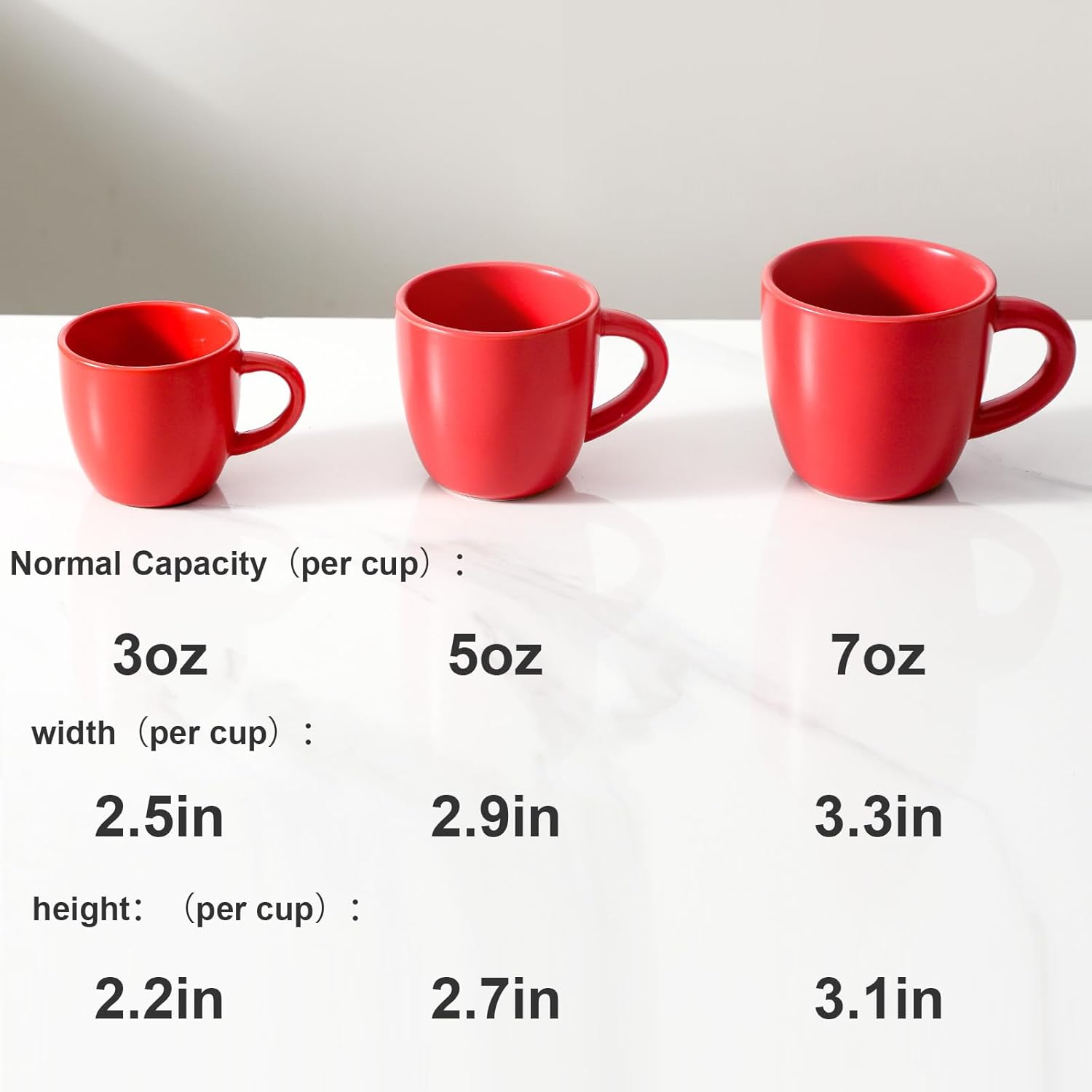 Hasense Espresso Cups Set of 4 Perfect for Demitasse, Cappuccino, Tea Bag and Juice, 5 Ounce Ceramic Stackable Mini Coffee Mugs Suit for Espresso Machine and Coffee Maker, Red