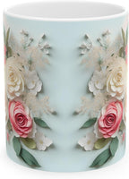 11 OZ Novelty Coffee Mugs - Christmas Gift (Rose Flower Theme)