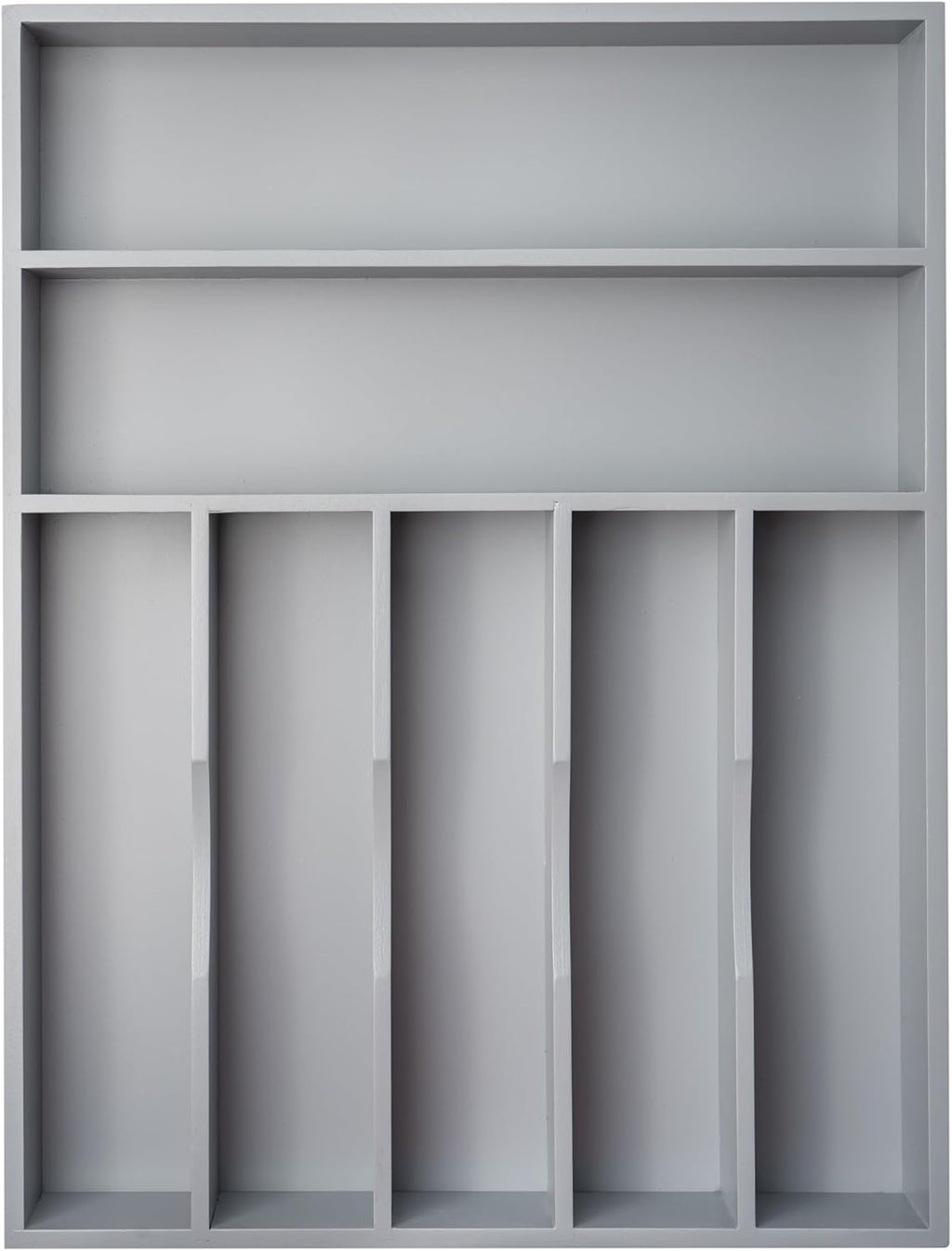 Silverware Organizer 13 Inch Gray Bamboo Kitchen Drawer Organizer 7 Slots Utensil Organizer Silverware Holder Cutlery Organizer Flatware Tray (Large)