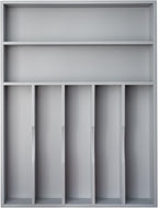 Silverware Organizer 13 Inch Gray Bamboo Kitchen Drawer Organizer 7 Slots Utensil Organizer Silverware Holder Cutlery Organizer Flatware Tray (Large)