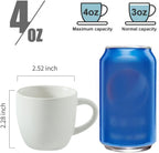 Hasense 3 Ounce Espresso Cups and Saucers Set of 6, Demitasse Cups with Handle for Coffee Drinks, Latte, Cappuccino, Cafe Mocha and Tea, Porcelain Coffee Cups for Coffee Bar Home and Party, White