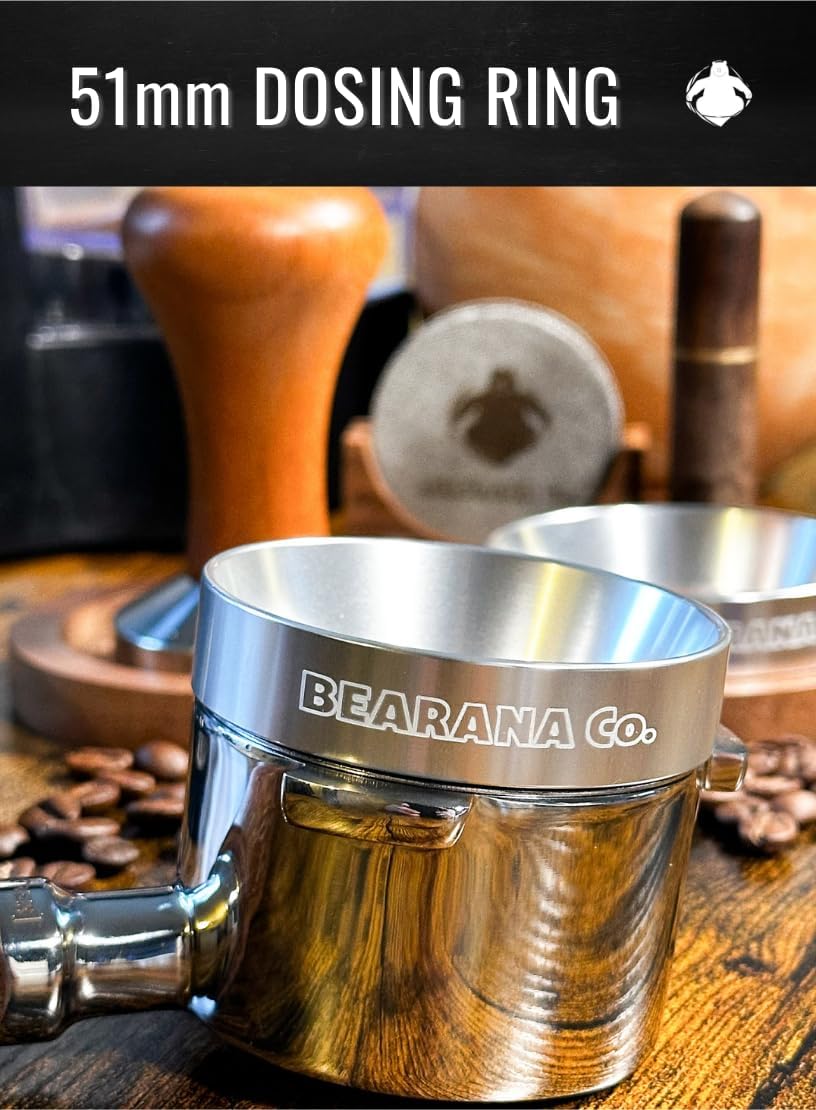 51mm Coffee Espresso Tools Accessories 3x Set┃Dosing Funnel Ring, WDT Needle Distributor, Stainless Steel Puck Screen Filter┃Barista Set for Coffee Lovers┃Gift Idea (51mm)