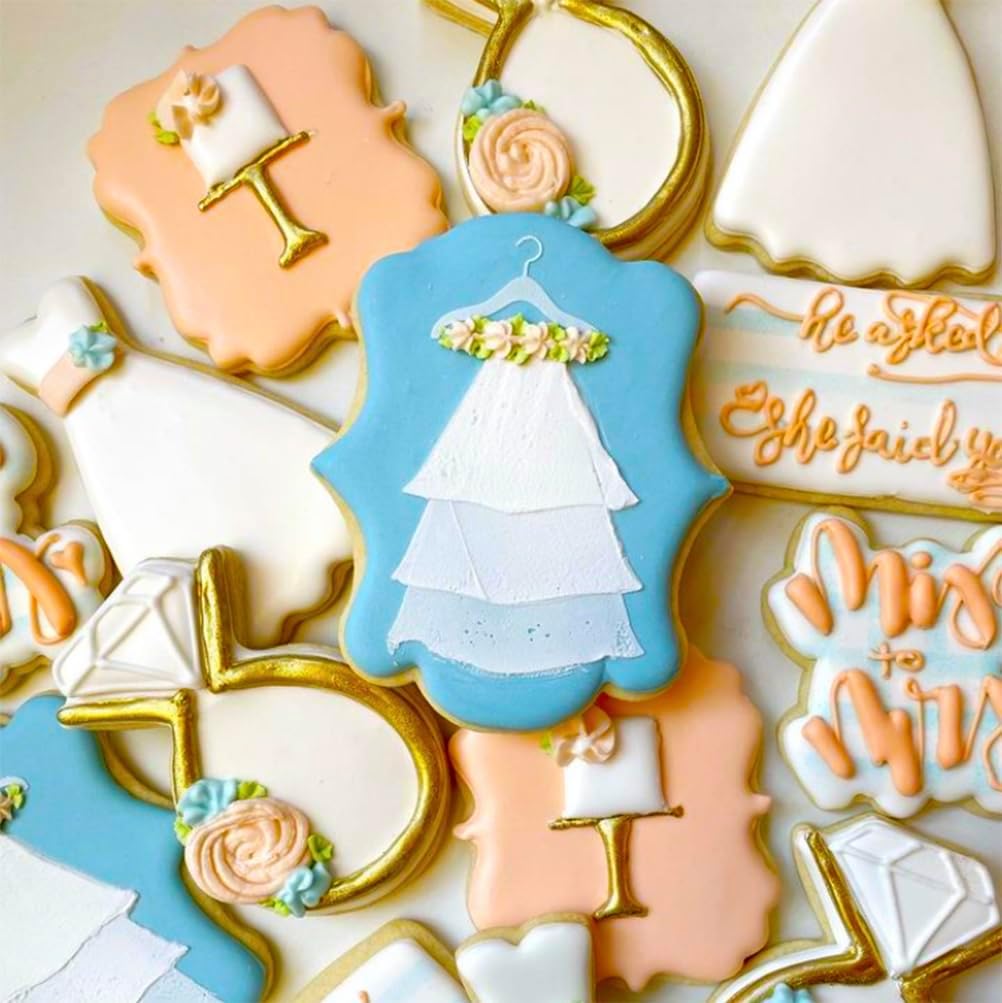 Frame Cookie Cutters 10 Shapes with 6 Cookie Scribes & 1 Storage Bag, Plaque Fondant Dough Cutters Baking Tools Kitchen Accessories for Home Daily Holiday Party