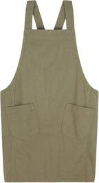Soft Cotton Linen Apron for Women - Non-tie Cross Back Apron with Pockets, Great for Florist and Kitchen