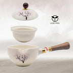 LURRIER Porcelain Chinese Gongfu Tea Set,Portable Teapot Set with 360 Rotation Tea maker and Infuser,Portable All in One Gift Bag for Travel,Home,Gifting,Outdoor and Office (Sakura)