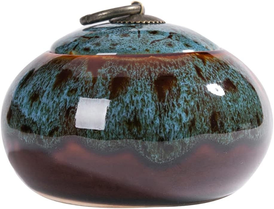 Ceramic Storage Jars, Exquisite Glaze Food Canisters for Kitchen Spice Storage,Tea Caddy Storage,Coffee Jar,Condiment Jar with Seald Lid (Blue B)