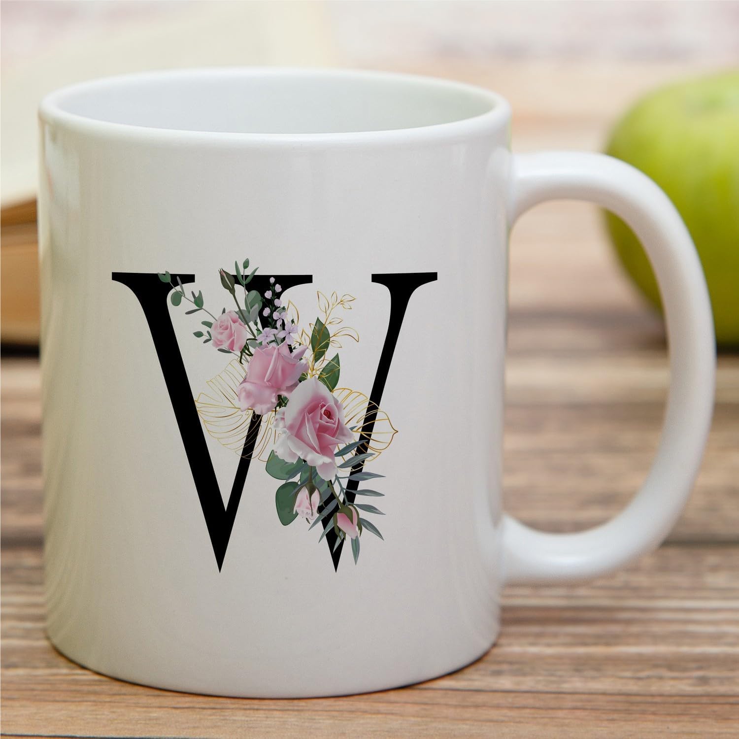 Retreez Initial A-Z Floral Botanical Bouquet Alphabet Monogrammed Monogram Mug 11 Oz Ceramic Tea Coffee Mugs - Appreciation Thank You Wedding Birthday Gifts for her friend coworker sister - W Initial