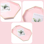 Pink Decorative Tray with Handles, Versatile Serving Tray for Coffee Table, Ottoman, Ideal for Serving, Displaying, Organizing, 15.7"*10.2"*1.57"