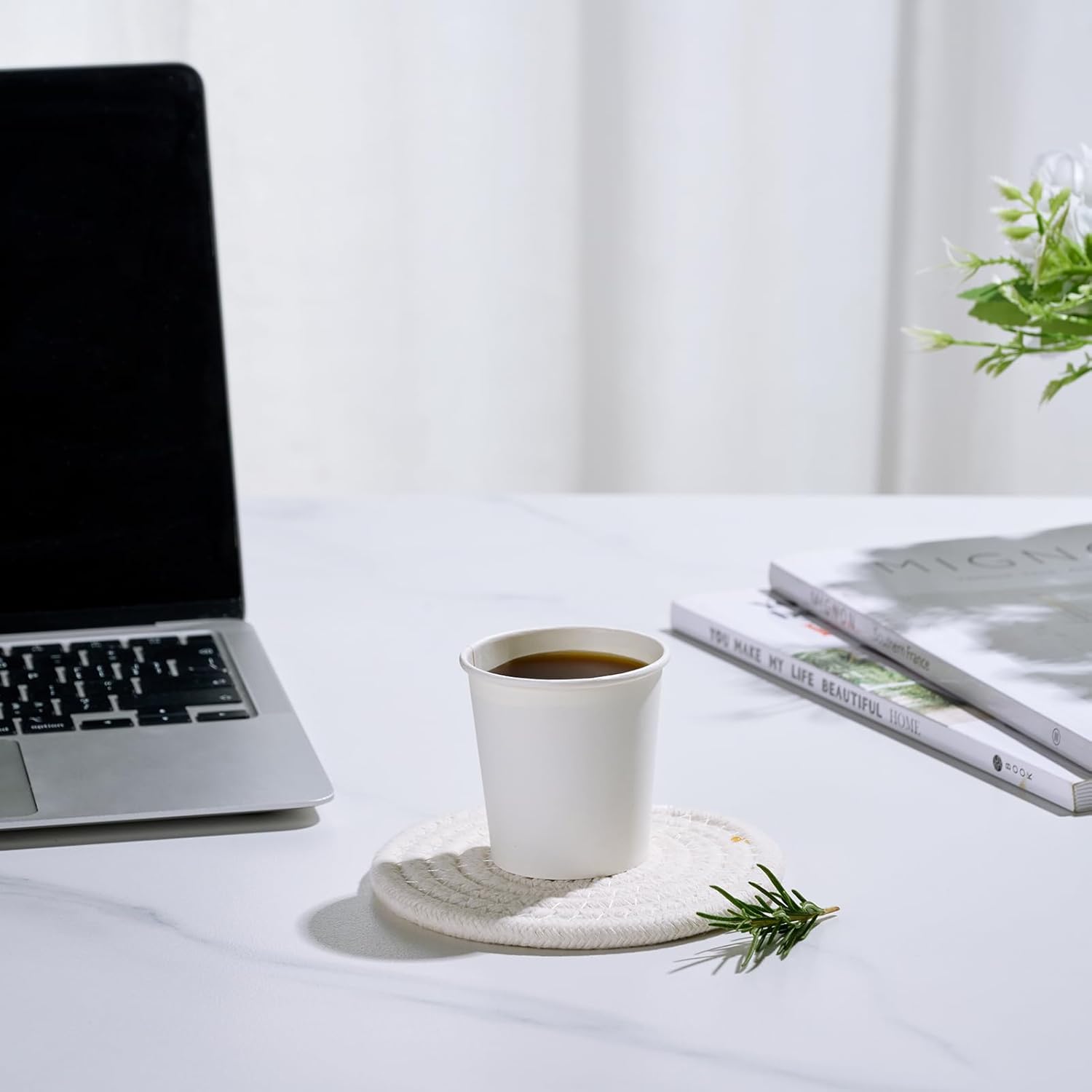 LITOPAK 1000 pack 4 oz Disposable Paper Coffee Cups, Small White Paper Coffee Cups for Office, Home, Party, and Events