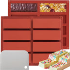 Rectangle Silicone Molds For Baking，1 Inch Deep Chocolate Bar Mold - 8 Cavity，Homemade Granola Cereal Candy Bar Mold - Set Of 2