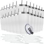 25 Pack 20oz Stainless Steel Tumblers Bulk Reusable Travel Mugs with Lid, Double Wall Powder Coated Coffe Cup for Home, Office, Outdoor Suitable for Vehicle Cup Holders