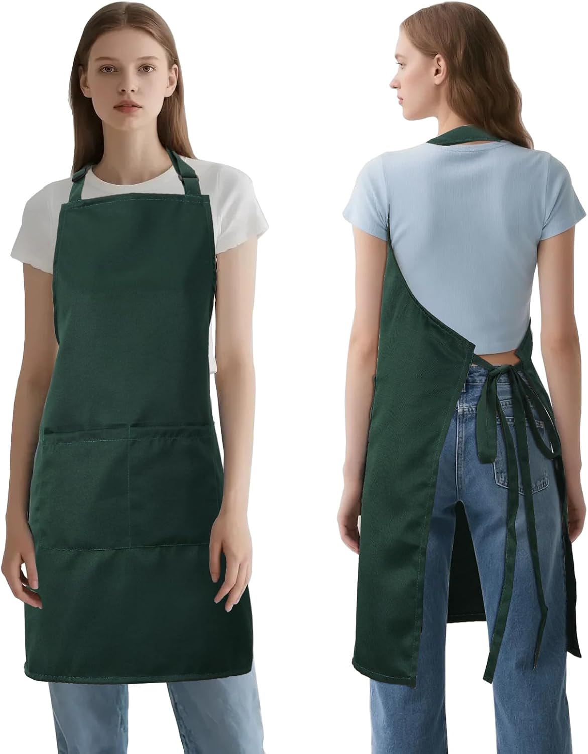 Kitchen Bib Apron for Women Men with Pockets Chef Art Aprons for Cooking Painting Pottery Ceramics