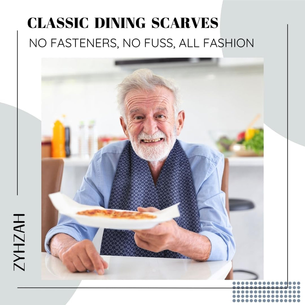 Adult Bib Scarf - Dignified Alternative to Bibs | Washable and Reusable Clothing Protectors for Eating