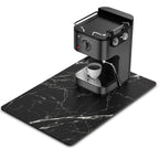 Rnivvi Coffee Mat, 16" x 24" Cute Marble Style Coffee Bar Mats for Espresso Machine Station Accessories and Organizer, Hide Stain Rubber Backed Absorbent Dish Drying Pad for Kitchen Counter, Black